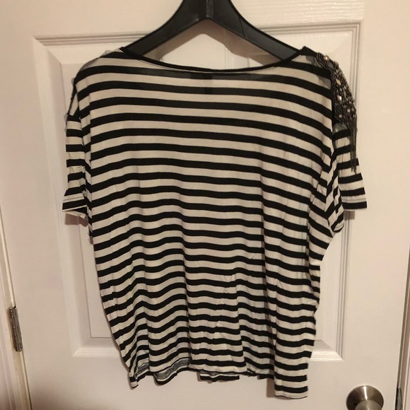 H & M Striped Embellished SS Top Size 6 - Picture 5 of 5